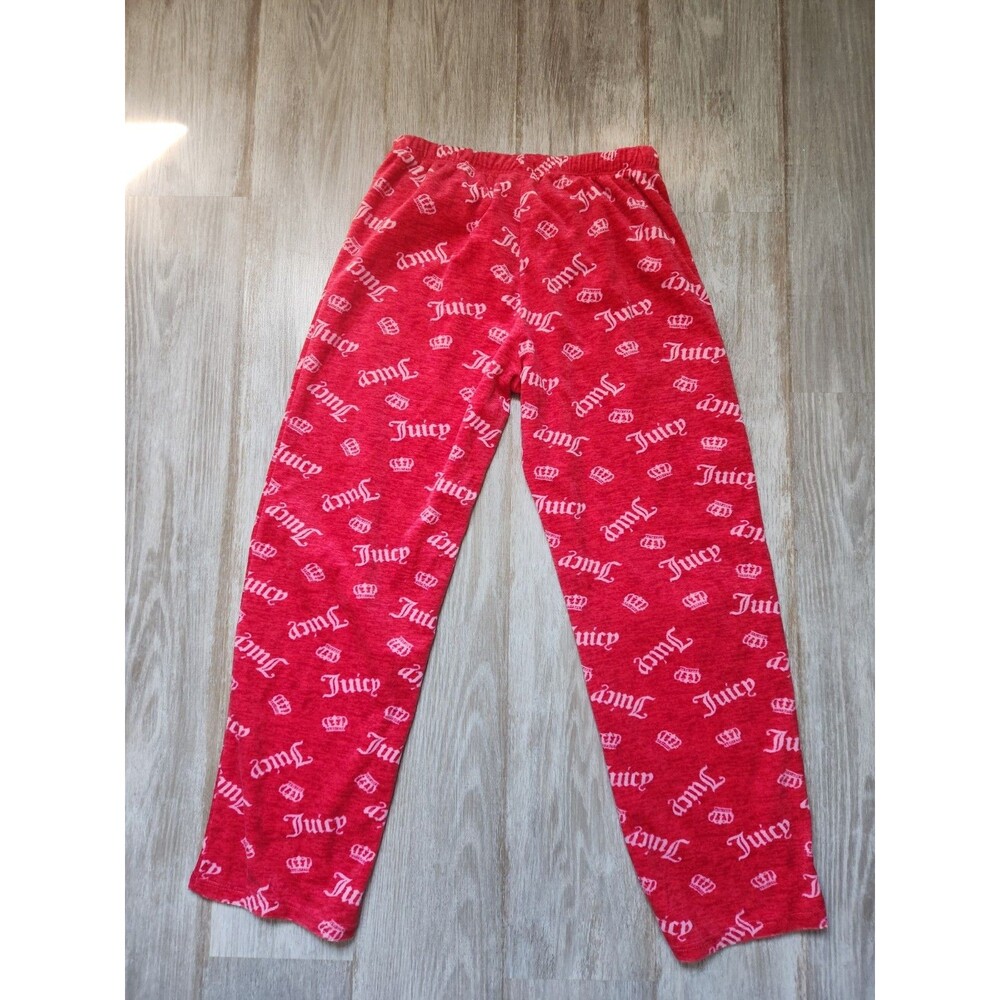 Juicy Couture Girl 2 Piece Pajama Set Size 10 12 Pink Logo Print Long Sleeve EUC - Picture 13 of 13